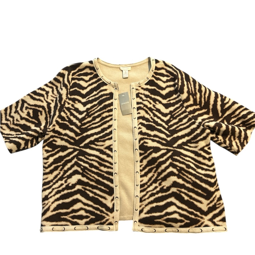 NWT CHICO’s Zebra Print Cardigan PTP 19.5 L 23